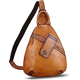 Genuine Leather Sling Bag for Men and Women Classical Real Leather Sling Backpack Purse Crossbody Bag for iPad Pro 11 inch