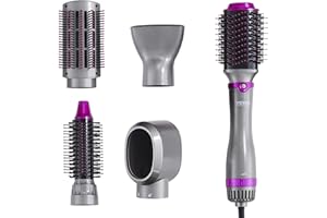 VEVOR Hair Air Styler and Dryer Brush, 5-in-1 Multi Hair Styler with 3 Brushes & 2 Nozzles, Ionic Blow Dryer Brush, Reduced H