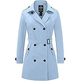 wantdo Women's Waterproof Trench Coat Classic Lapel Outerwear Coat with Belt