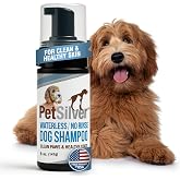 PetSilver Waterless Dog Shampoo, Sensitive Skin, Fragrance-Free, 5 fl oz | No Rinse Bath, Dry Shampoo &amp; Conditioner, Hypoallergenic for Sensitive Skin, Conditions &amp; Moisturizes, Silver Infused, USA
