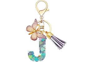 TTYY Initial Letter Keychains for Girls Women Pink Purple Green Cute Butterfly Heart Keychain for Backpack School Bag