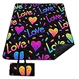 BSNTHO Colorful Love Outdoor Picnic Blankets