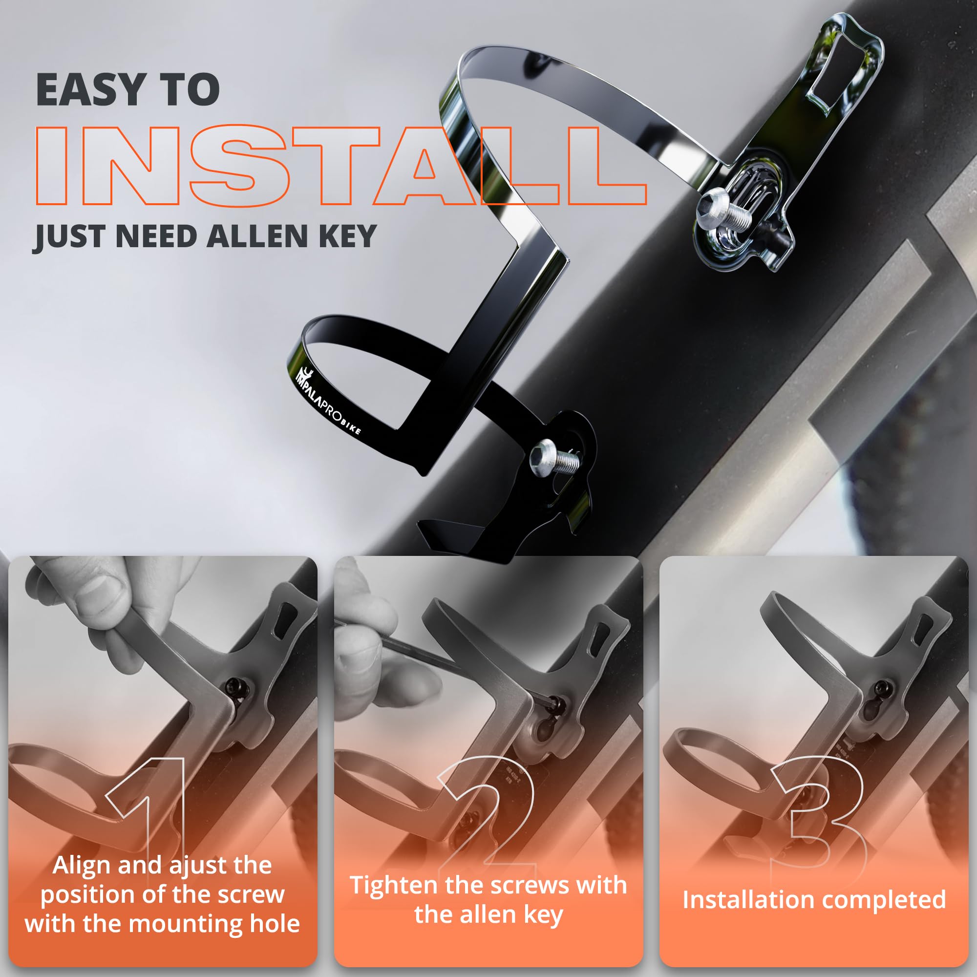 IMPALAPRO Flaschenhalter Fahrrad Seitlich für MTB & Rennrad – Ultralight 34 g Trinkflaschenhalter Fahrrad aus Aluminium mit Electroplated Farbverlauf (grau, 1 Stück) 6