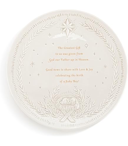 Gold Nativity Platter - 12 Inch Christmas Serving Tray With Hand-Painted Holy Night Design