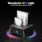 FIDECO USB 3.0 Docking Station 2.5/3.5 SATA HDD SSD RGB Lights Offline Clone view 2