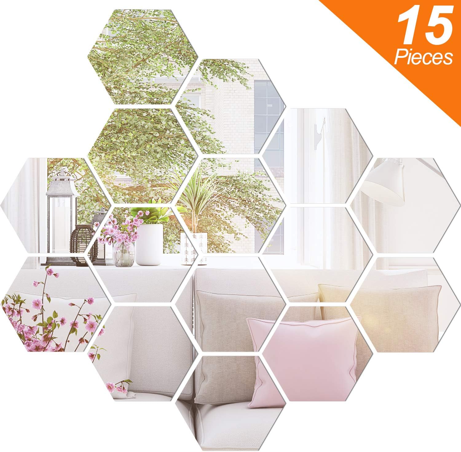 BBTO 15 Pieces Mirror Sheets Flexible Non Glass Mirror Plastic Mirror Self Adhesive Tiles Mirror Wall Stickers (3.5 Inch): Home & Kitchen