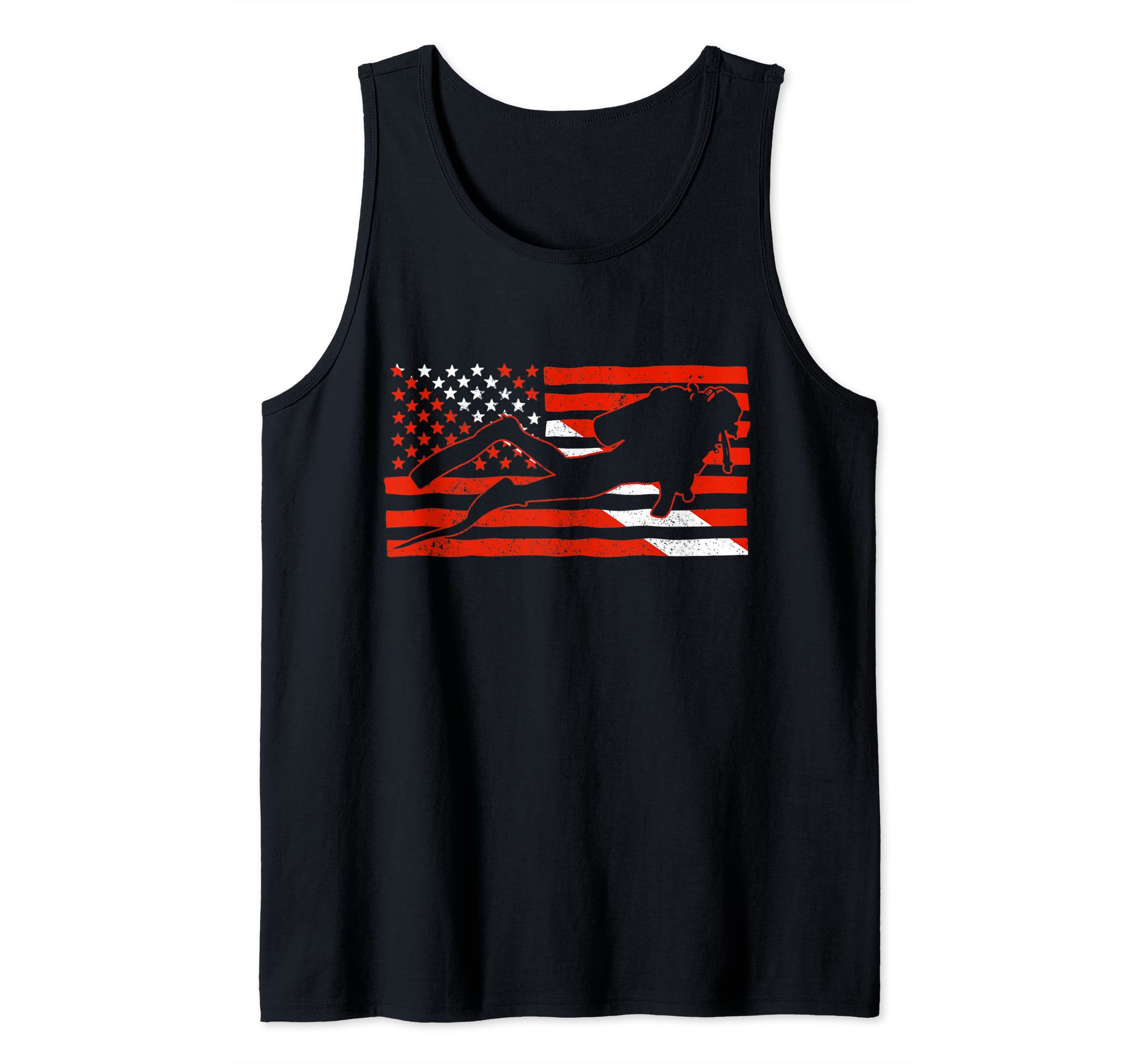 Scuba Diving American Flag Patriotic Scuba Diver Gift Tank Top