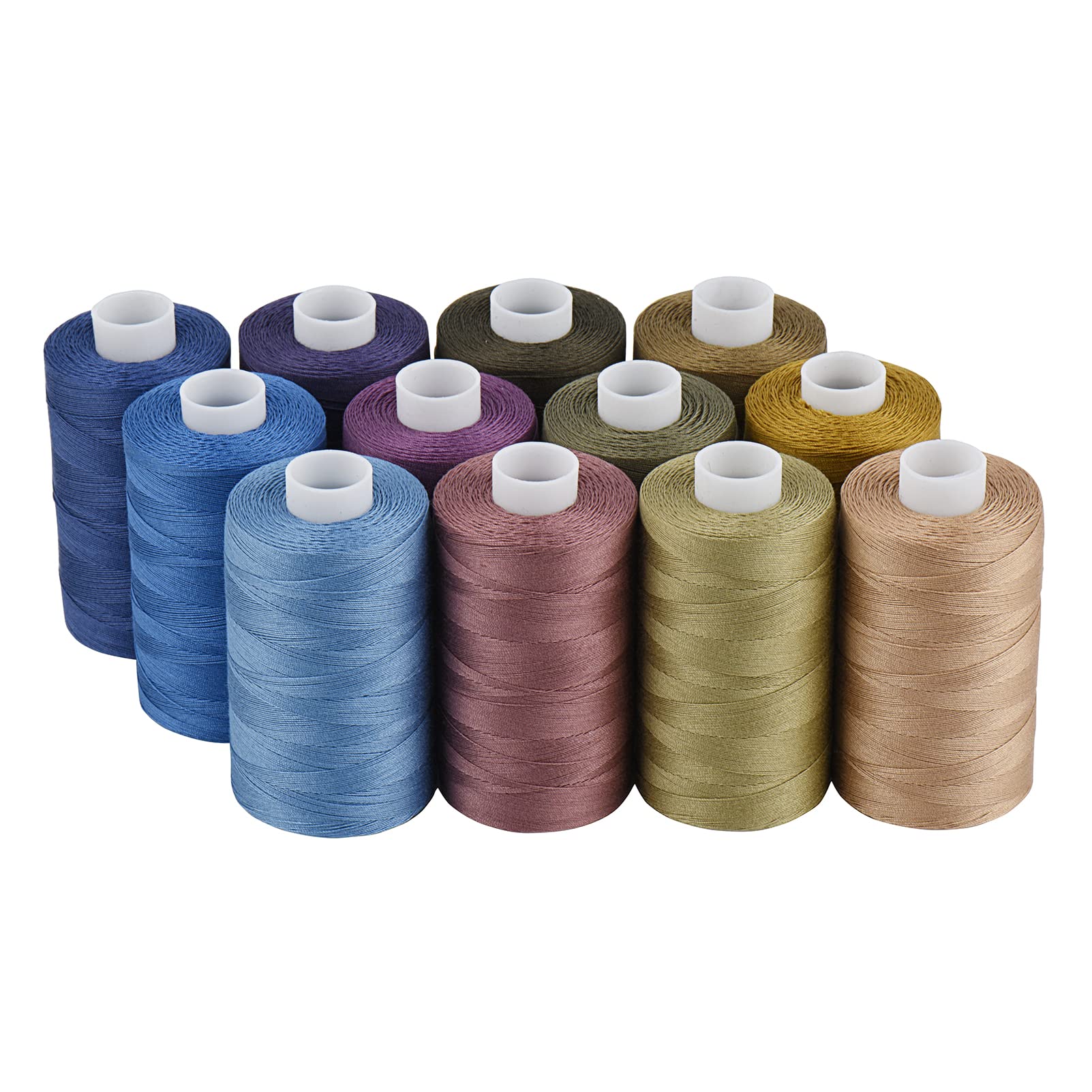 Simthread Cotton Sewing Quilting Thread for Home Sewing Machine- 12 Jeans Colors, 550 Yards/Spool