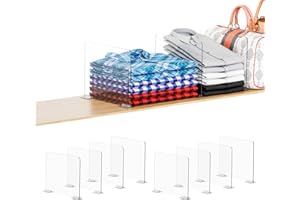 Yieach 8 Pack Acrylic Shelf Dividers for Closet Organization - Suitable for All Cupboard,Wood Shelves -Clear Closet Dividers for T Shirt,Towel,Bag,Purse Dividers,Handbag Organizer,Sweater Organizer