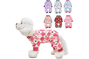 BEAUTYZOO Dog Pajamas Valentine's Day for Small Medium Dogs,Velvet Soft Dog Clothes for Winter, Collar Adjustable Pullover Pjs Onesies Outfit, Jumpuit for Cat Boy Girls,Dachhund French Bulldog Shirt