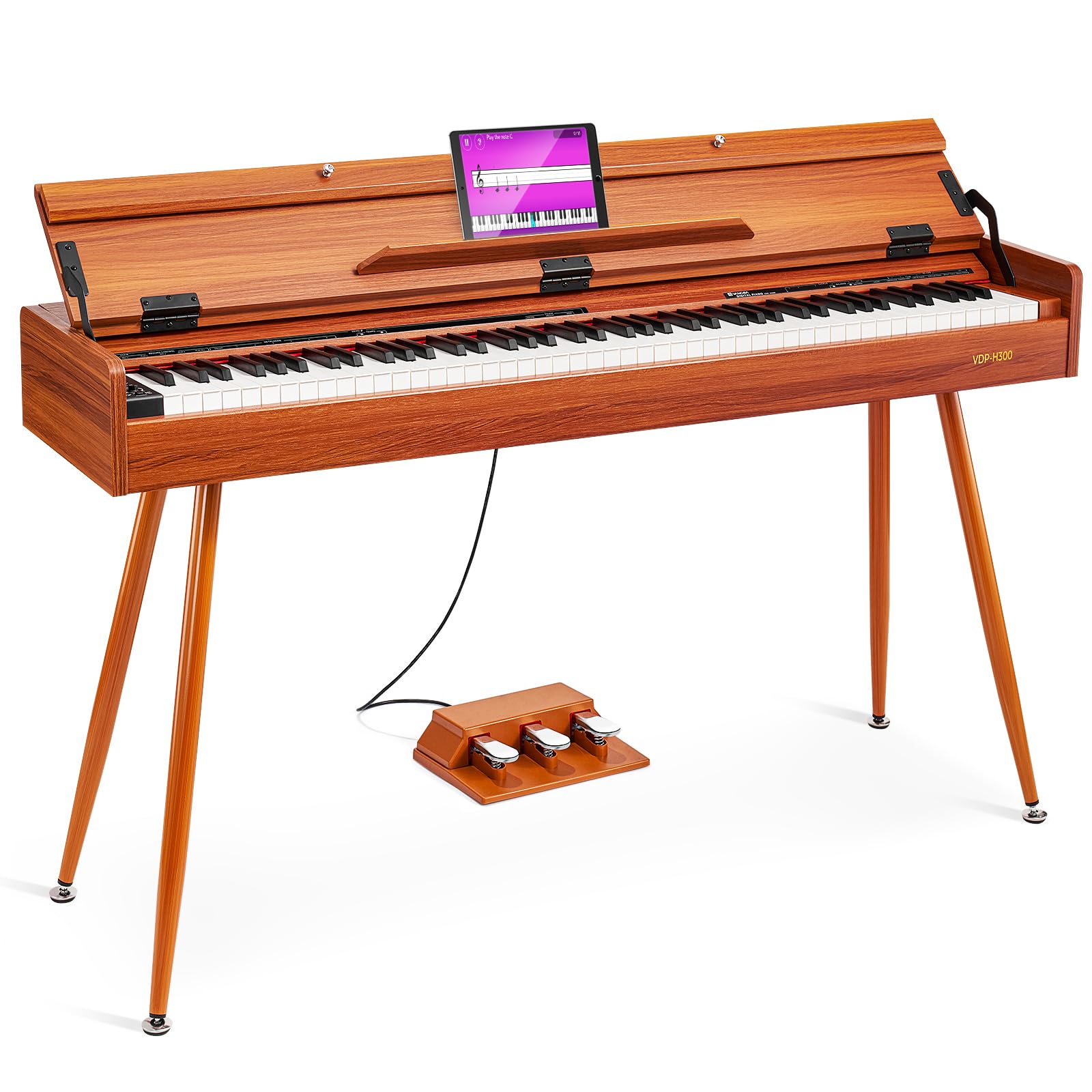 Photo 1 of Vangoa Digital Piano 88 Key Weighted Keyboard, Full-size Electric Piano for Beginners with Sheet Music Stand, Triple Pedal, Power Adapter, Supports USB-MIDI Connecting, Retro Wood Color