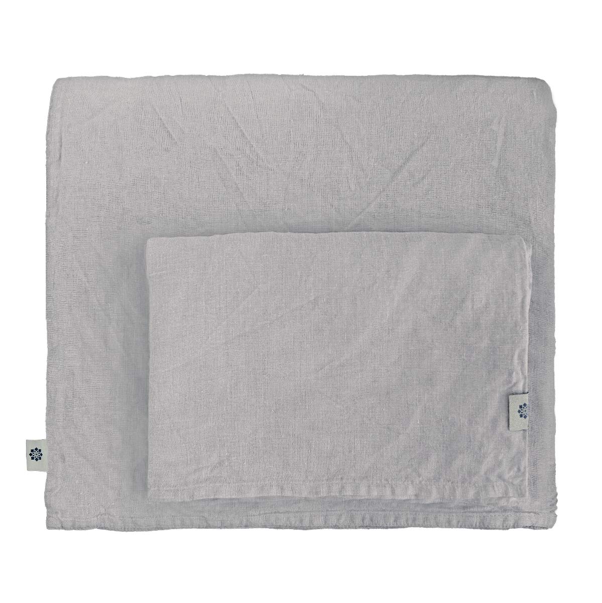 Linen & Cotton Duvet Cover Set ALICIA, 100% Stonewashed Linen - DOUBLE (200 x 200cm), Light Gray