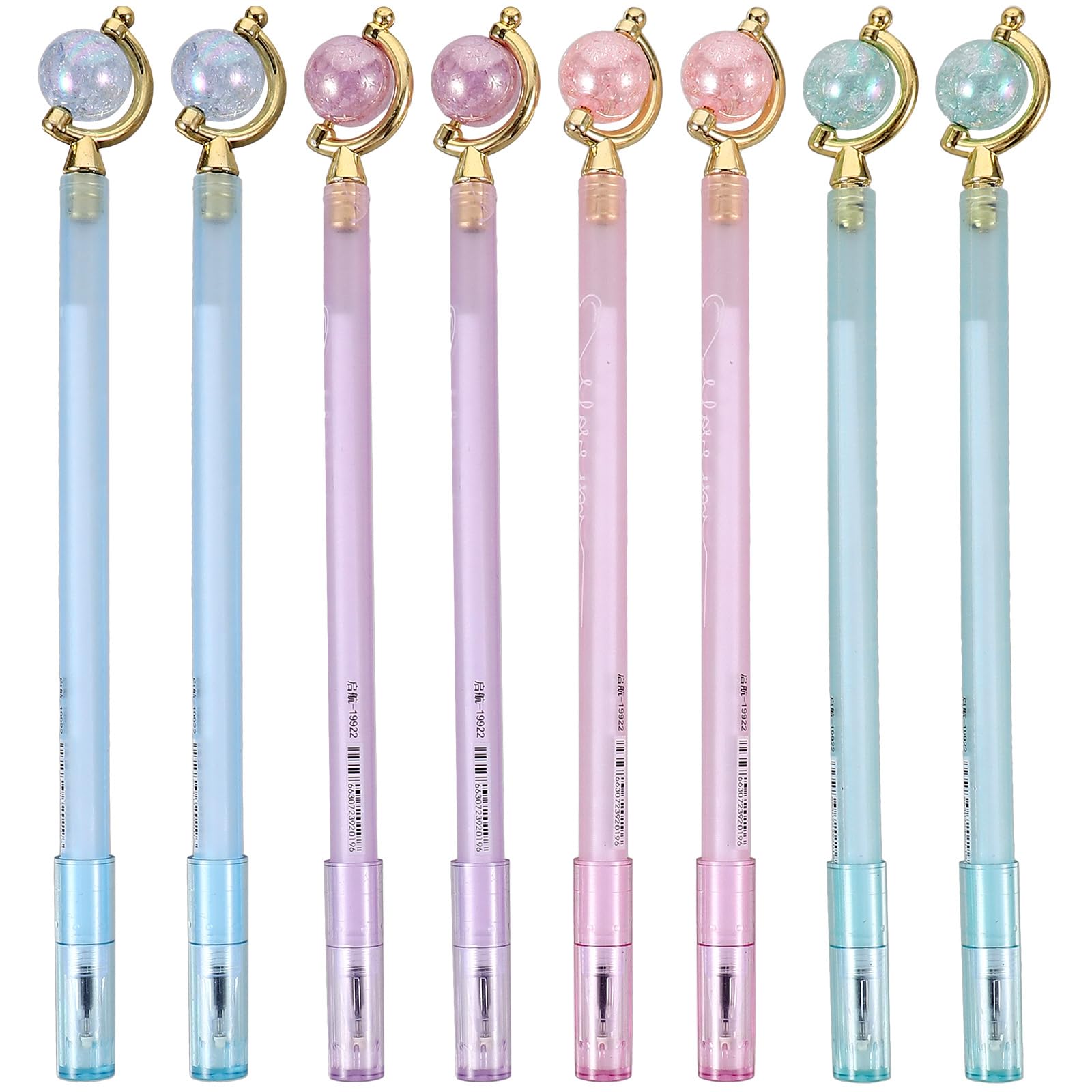 NUOBESTY 8pcs Crystal Globe Netural Pens Press Mechanical Black Signature Pens for School Office Use