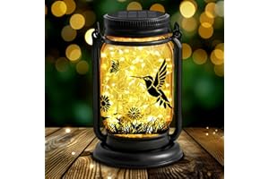 YJFWAL Hummingbird Solar Lanterns Outdoor Waterproof -Birthday, Mothers Day Gifts for Women Mom Grandma, Mason Jar Garden Lights for Patio, Yard, Porch, Balcony, Durable Garden Decor