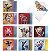 The Best Card Company - 10 Adorable Note Cards Blank (4 x 5.12 Inch) - Wildlife and Animal, Assorted Boxed Set - Animal Magnetism AMQ6218OCB-B1x10