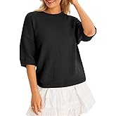 Cicy Bell Womens Short Sleeve Sweaters Oversized Crew Neck Knit Pullover Tops Summer Loose Fit Sweater