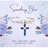 Aesnefe Something Blue Bridal Bouquet Charm, Wedding Keepsake Gift for Bride, Bridal Shower Gift from Mom Sister Friend, Pin Easily Attaches to Bridal Bouquet, Garter, or Dress