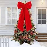 HunnmingRe 20 x 47 Inches Extra Large Christmas Velvet Bow Giant Red Christmas Tree Topper Bow Decoration Huge Xmas Decorative for Home Wreath Wall Birthday Backdrop Wedding Holiday Party Decor