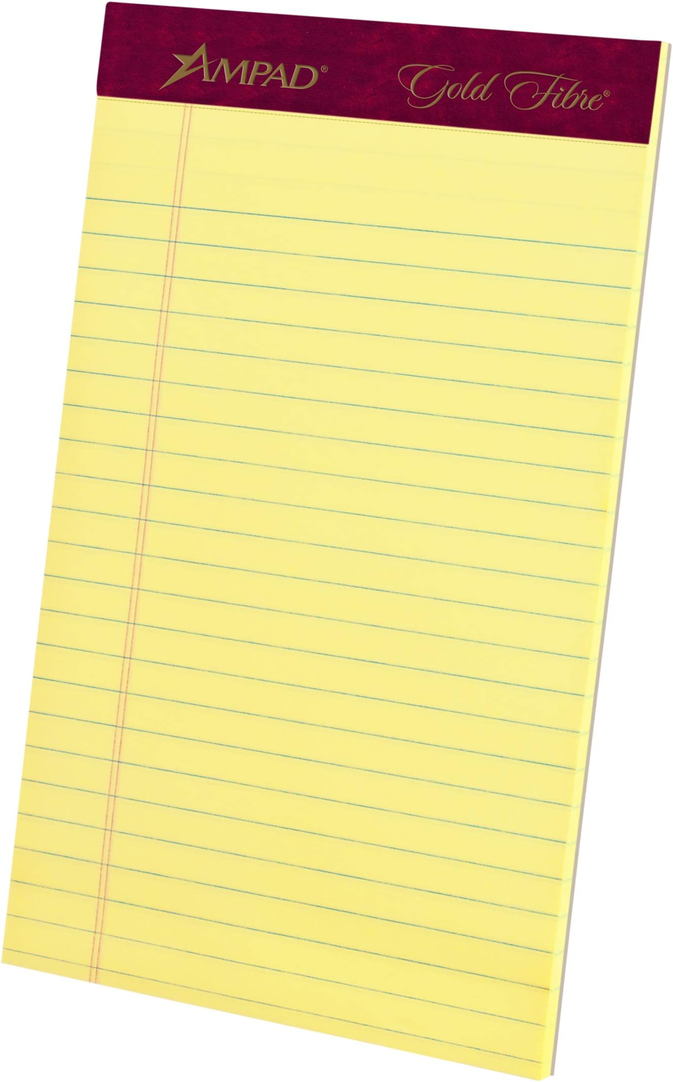 Ampad 20-029RGold Fibre Writing Pads, Jr. Legal Rule, 5x8 Inches, Canary, 50 Sheets per Pad (4 Pads per Pack)