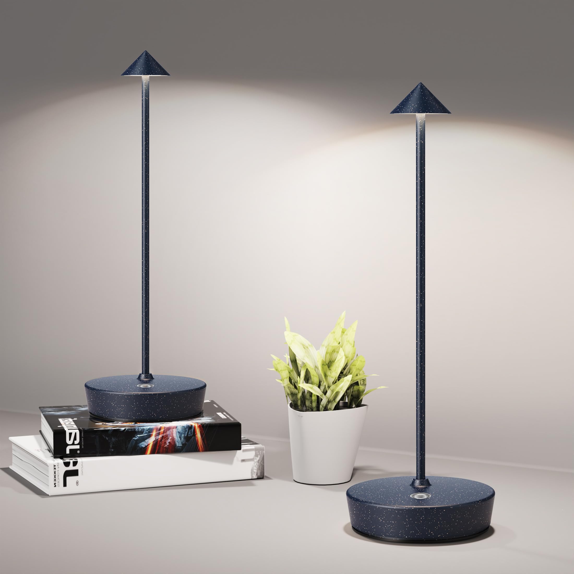 SHANGCAI Cordless Table Lamps Rechargeable, 6000mAh Battery Operated LED Desk Lamp Outdoor Waterproof Portable Touch Dimmable Table Light for Patio Restaurant Dining Home Set of 2 Starlight Image