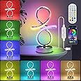 Modern RGB Table Lamps, LED Spiral Table Lamp, Silver Bedside Lamp with Remote&APP, Multicolor Changing Nightstand Lamp with Music Rhythm Modes for Bedroom, Living Room, Gaming Room, Christmas Gifts