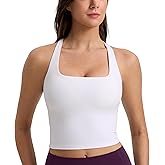 CRZ YOGA Butterlift Square Neck Crop Tank Tops for Women - Longline Racerback Sports Bras Yoga Cami Non Padded