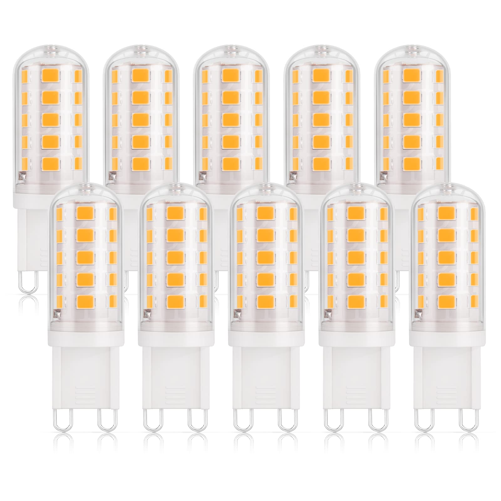 DiCUNO G9 LED Bulb Warm White 2700K, 3W, 30W Halogen Equivalent, 410LM, Not Dimmable, Energy Saving G9 LED Light Bulbs for Chandelier, Ceiling Lights, 10 Pcs