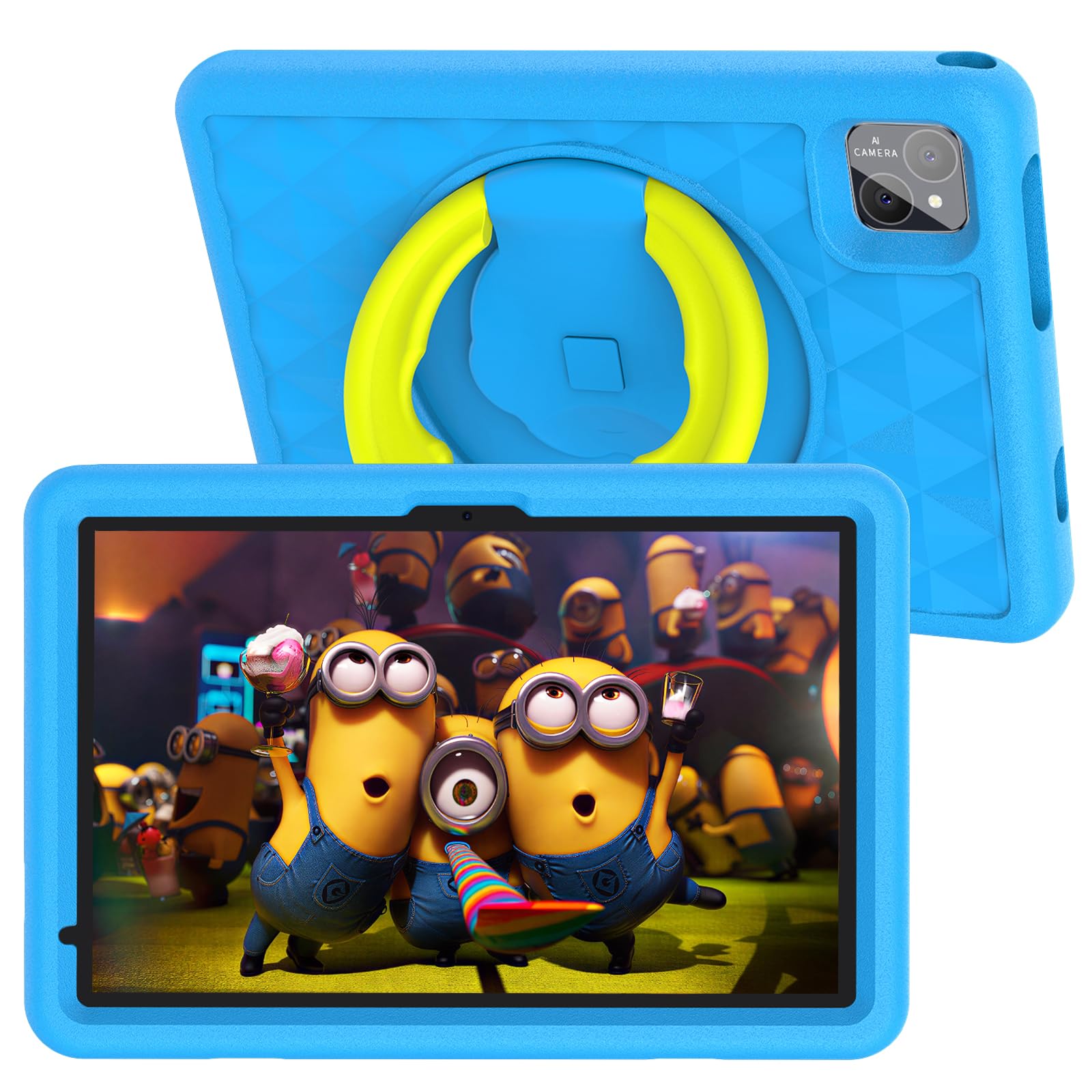 VASOUN Kids Tablet 10 inch, All-New Android 14 Tablet for Kids, Toddler Tablets with 128GB, Parental Control, GMS Certified WiFi Dual Camera with Eye Protection, Blue