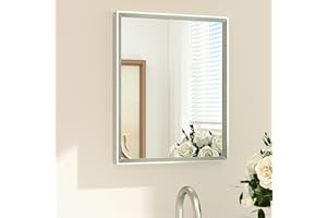 TETOTE Brushed Nickel Mirror 16" x 20" Rectangle Beveled Frame Bathroom Vanity Mirror for Over Sink Brushed Nickel, Tempered 