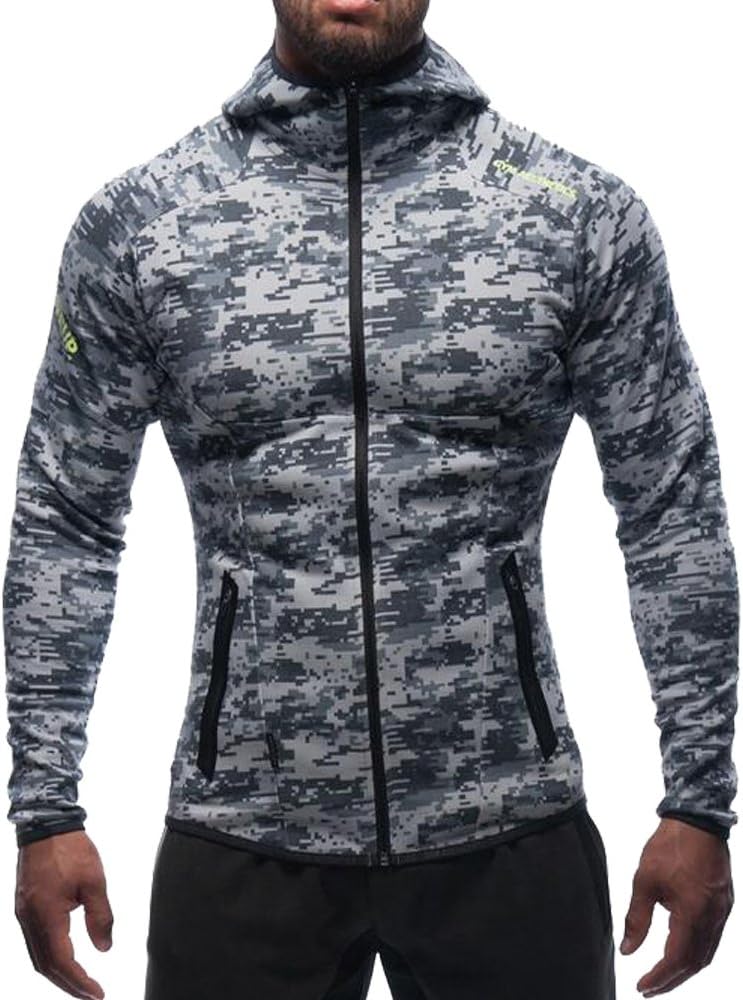 EVERWORTH Men's Gym Workout Hoodie Jacket Fitted Training Bodybuilding Running Active Sweatshirts with Zipper Pockets