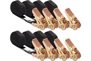 MOOCY Small Ratchet Strap,Heavy Duty Endless Ratchet Tie Down Straps,NO Hook Nylon Black Tie Down Straps,Mini Endless Ratchet