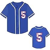 Mowbeat Toddler Baseball Jersey Kids 5 Year Old Birthday Shirt Boy 5th Birthday Party Short Sleeve Button T Shirts