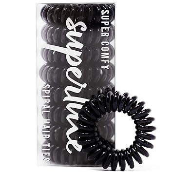 Amazon Com Superluxe 8pk Black Spiral Hair Ties Painlessly Keep