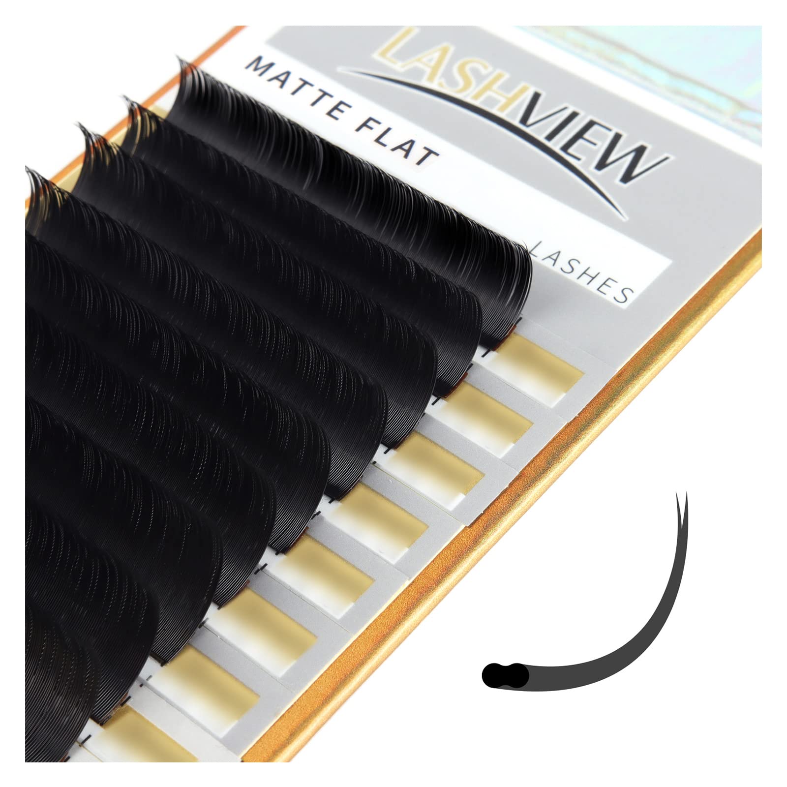 LASHVIEW Eyelash Extensions,Individual Lashes,Ellipse Eyelash Extensions 0.20mm M Curl 15mm Flat Lashes Eyelash Extensions Beauty Salon Use