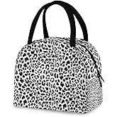 Lunch Bags Women Men Insulated Leakproof Reusable Lunch Box Cooler Lunch Tote Bag for Adult Work Picnic Travel White Black Leopard Spot
