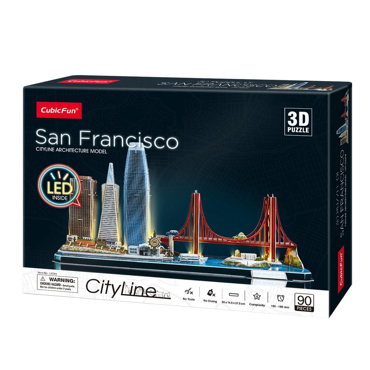 Party town 843659803 San Francisco LED Cityline Gift 8 Years Children | Model Kits for Building Adults | 3D Puzzles | 90 Pieces
