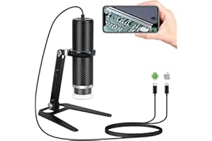 Cainda USB Digital Microscope Compatible with iOS and Android Devices, 50x-1600x Magnification, 1920x1440P HD Portable Micros