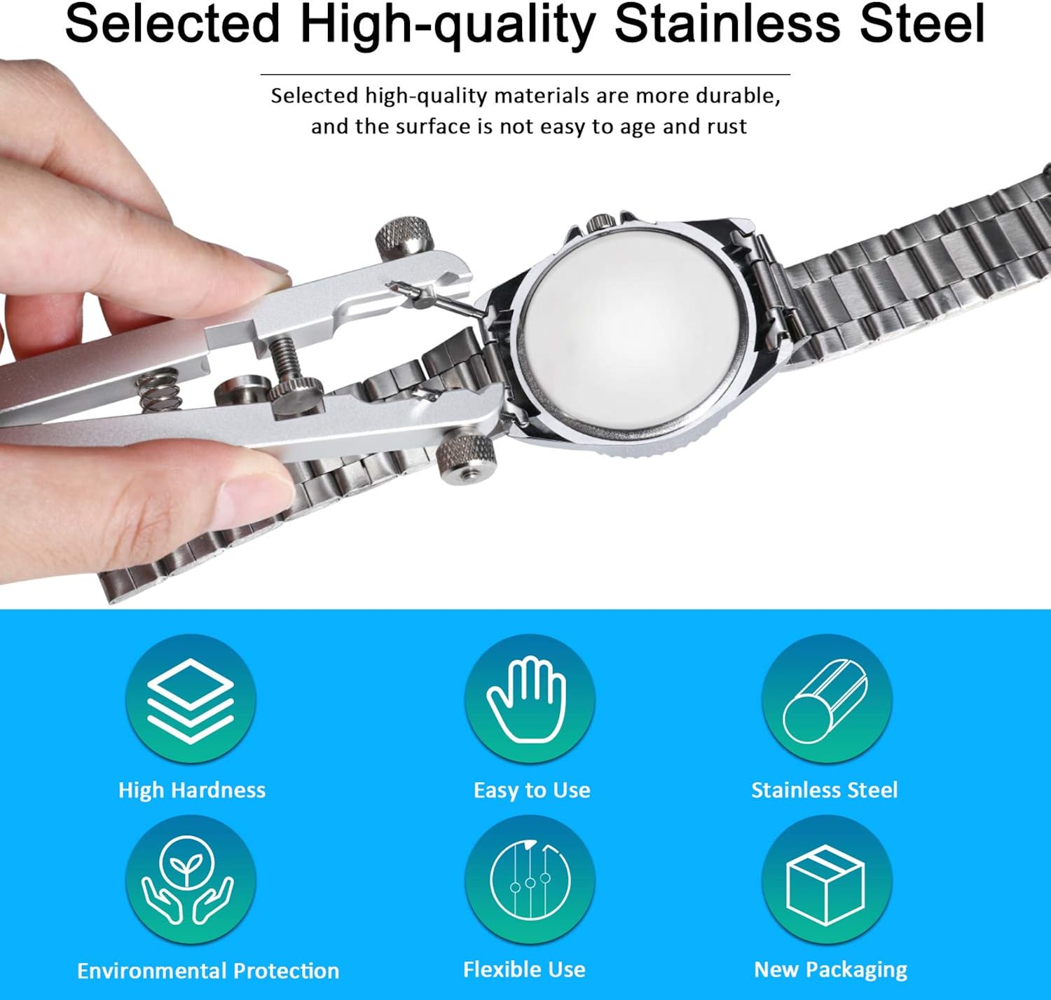Watch Spring Bar Plier Tool Set with Durable 10 Tips Pins, 6825 Spring Bar Tweezer Tool for Watch Wrist Bands Strap Removal Repair Fix Kit: Watches