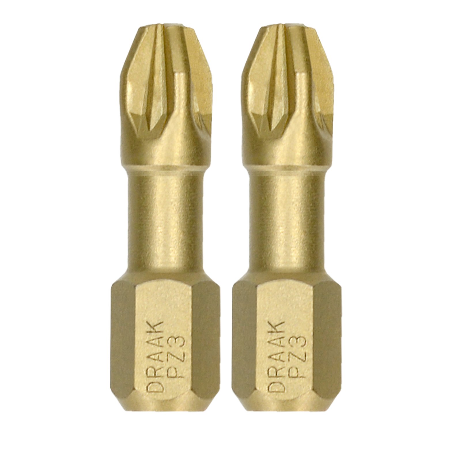 Draak 2x PZ3 Pozi 25mm Titanium Impact Screwdriver Bits Pozidriv Compatible with Dewalt Milwaukee Bosch Makita and Others POZI Heavy Duty