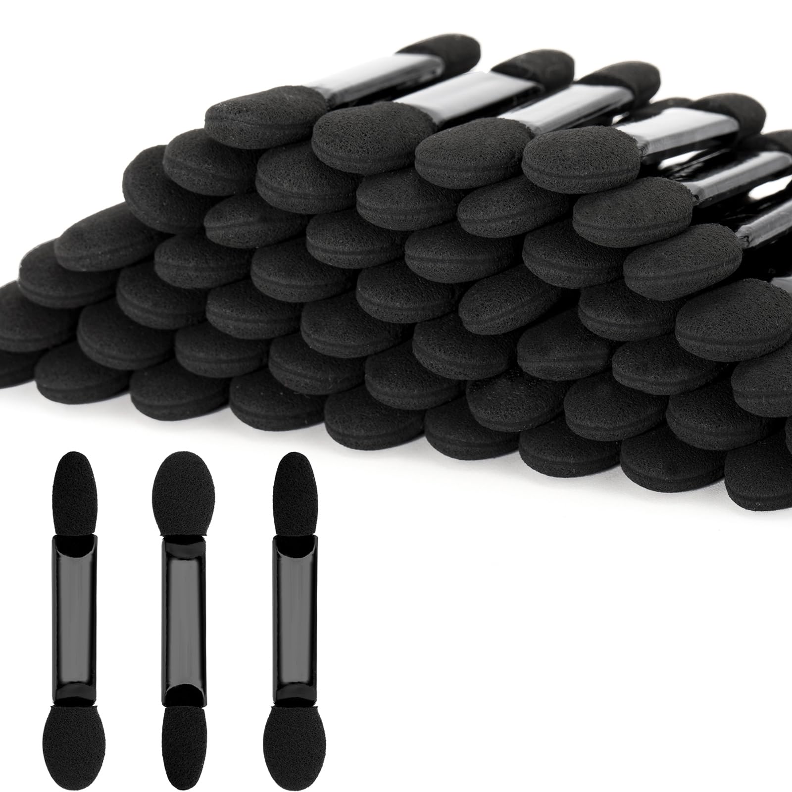 100PCS Sponge Eyeshadow Applicators - Disposable Black Eye Shadows Sponge Brushes - Eye Makeup Applicators for Nails & Eyeshadow Makeup