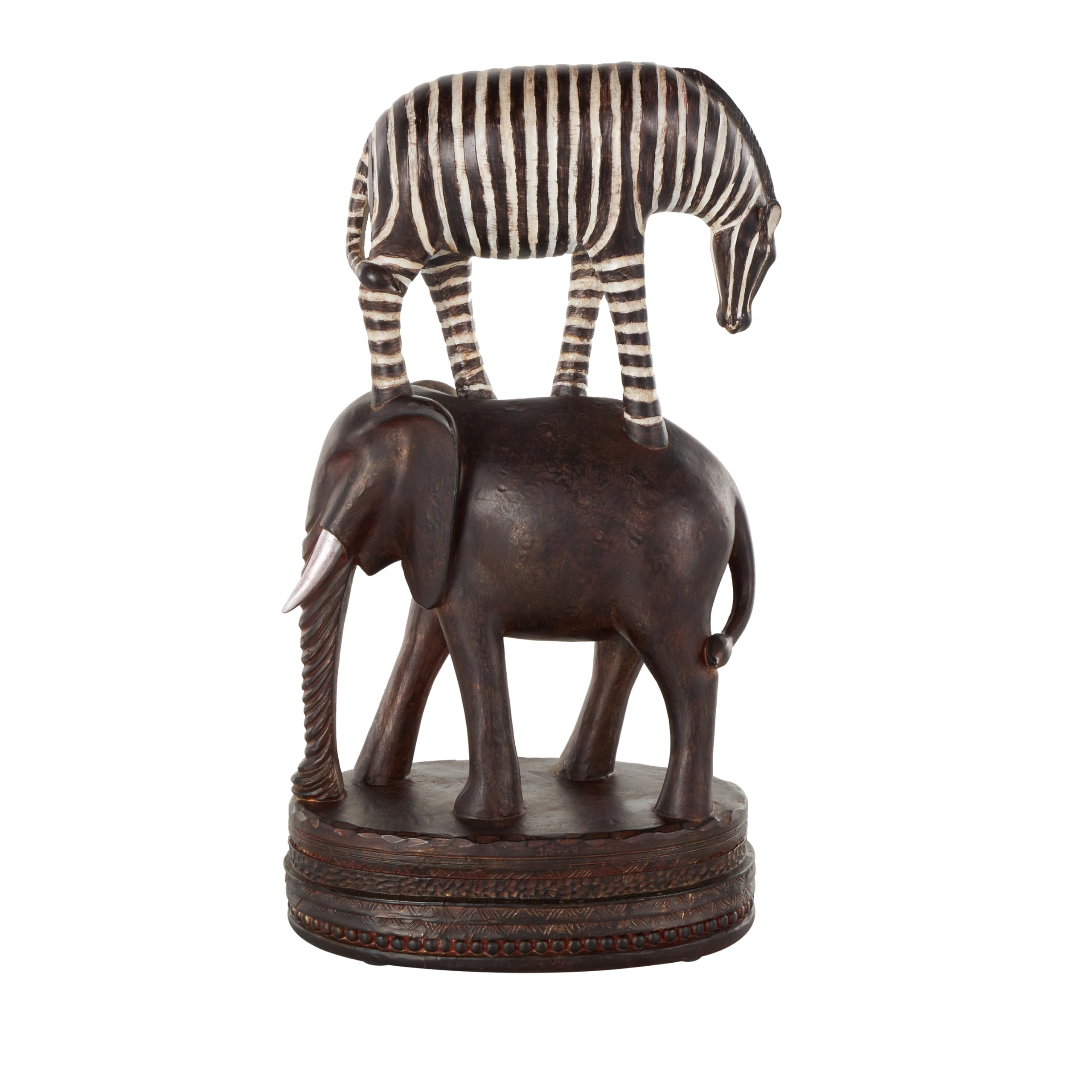 Deco 79 Polystone Safari Animals Decorative Sculpture Stacked Home Decor Statue with Round Base, Accent Figurine 9" x 5" x 16", Multi Colored Image Deco 79 Polystone Safari Animals Decorative Sculpture Stacked Home Decor Statue with Round Base, Accent Figurine 9" x 5" x 16", Multi Colored Image