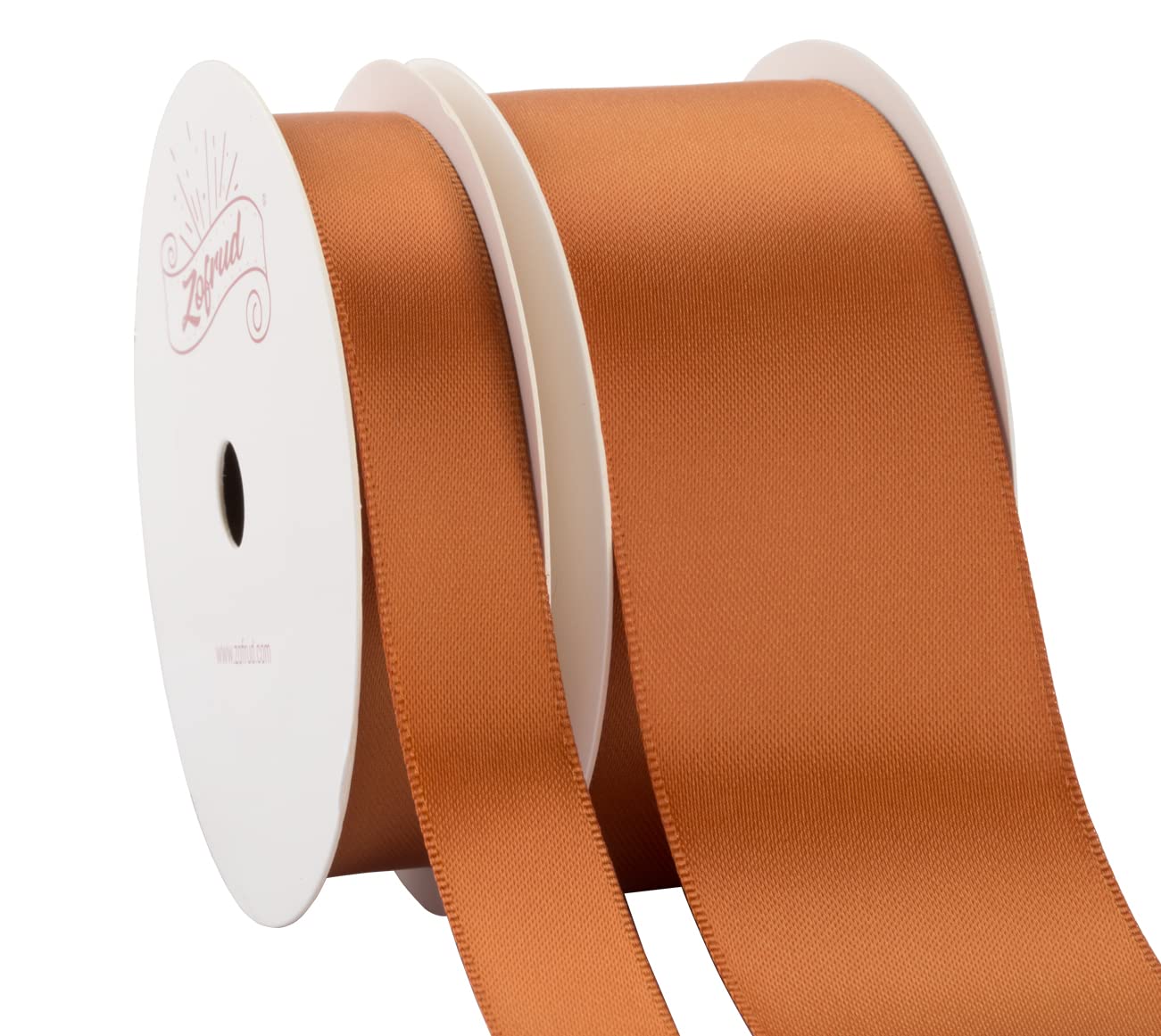 Zofrud 2 Rolls of Coper Double Faced Satin Ribbon - 18 Meters Total (16mm and 38mm x 9M) - Ideal for Crafts, Gift Wrapping, and Weddings