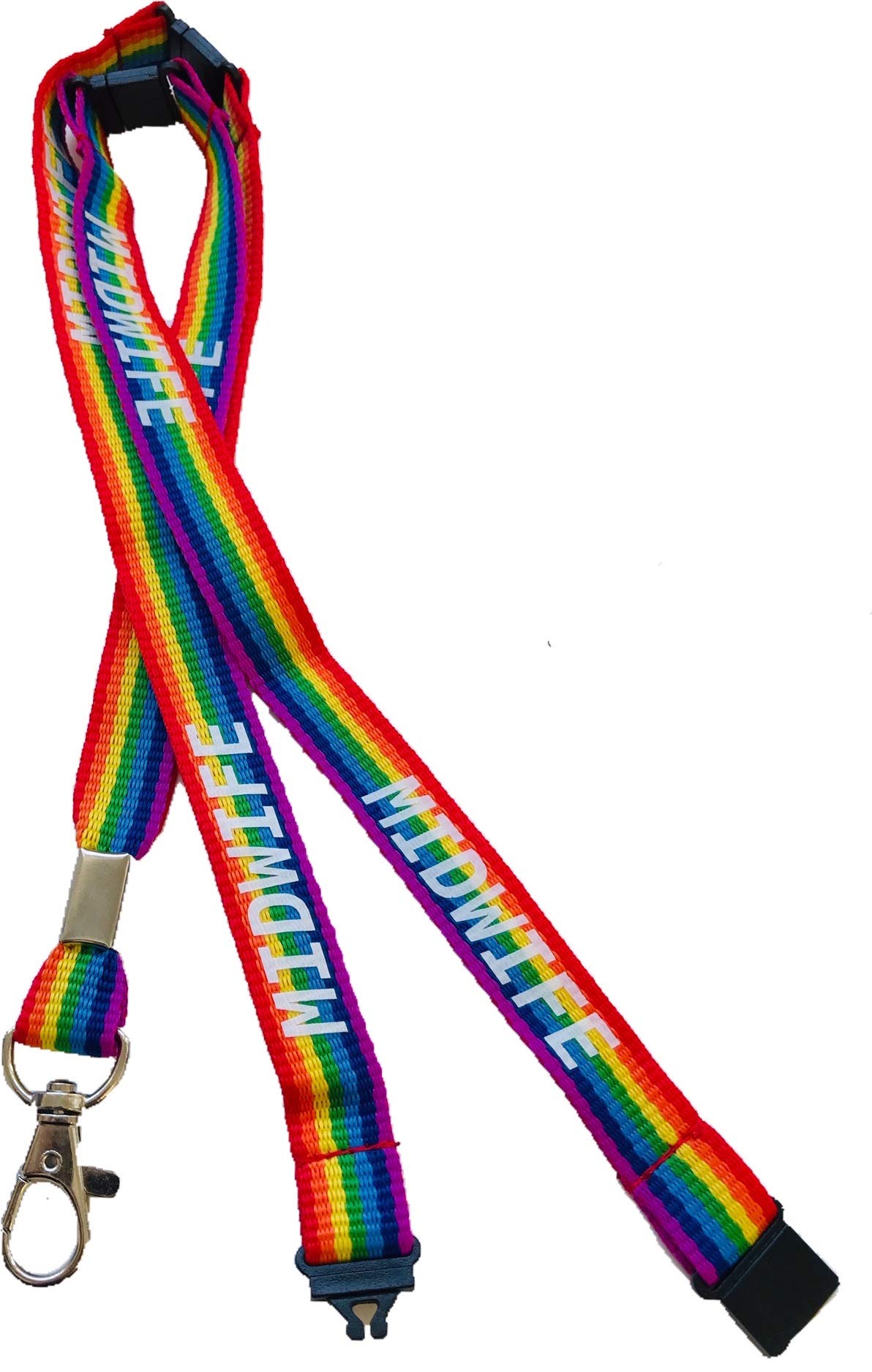 15mm Rainbow Midwife Neck Lanyard with 3 Point Safety Breakaway