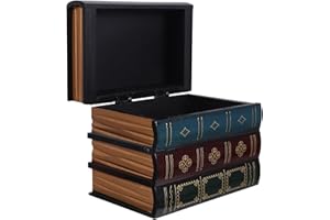 Healeved Simulation Book Storage Box Faux Decorative Wooden Box for Tabletop Home Decor and Bookshelf