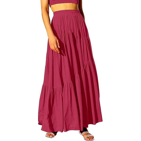 Phagun Solid Long Maxi Cotton Beach Skirt For Women Elastic