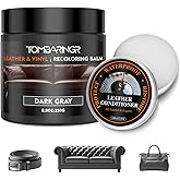 TOMBARINGR Leather Recoloring Balm Leather Repair Kit for Furniture Leather Dye for Furniture Car Seats Shoes Repair Leather Dye and Scratched Leather with Leather Conditioner - Dark Gray