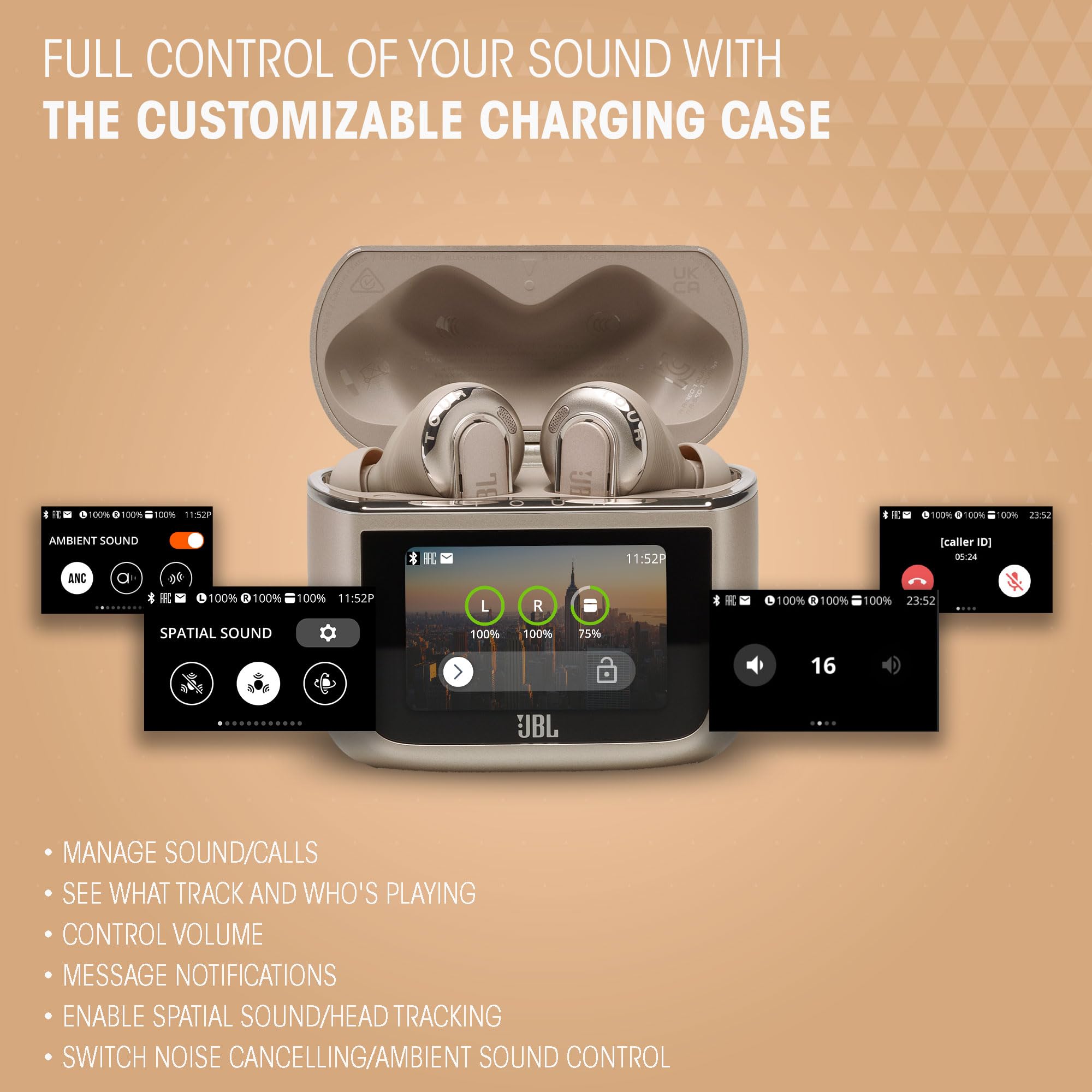 JBL Tour Pro 3, True Wireless Bluetooth-Kopfhörer mit intelligenter Ladebox, 44 h Akkulaufzeit, True Adaptive Noise Cancelling 2.0 und JBL Spatial 360 Sound mit Head Tracking, Grün 2