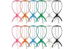 VZZNN 12PC Wig Stand Collapsible Wig Holder for Multiple Wigs Durable Plastic Portable Wig Stand Wig Display Holder Dryer Stand