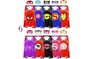 VOSOE Superhero Capes and Masks Cosplay Costumes Birthday Party Christmas Halloween Dress up Gift for Kids (Double Side 5 Sets)