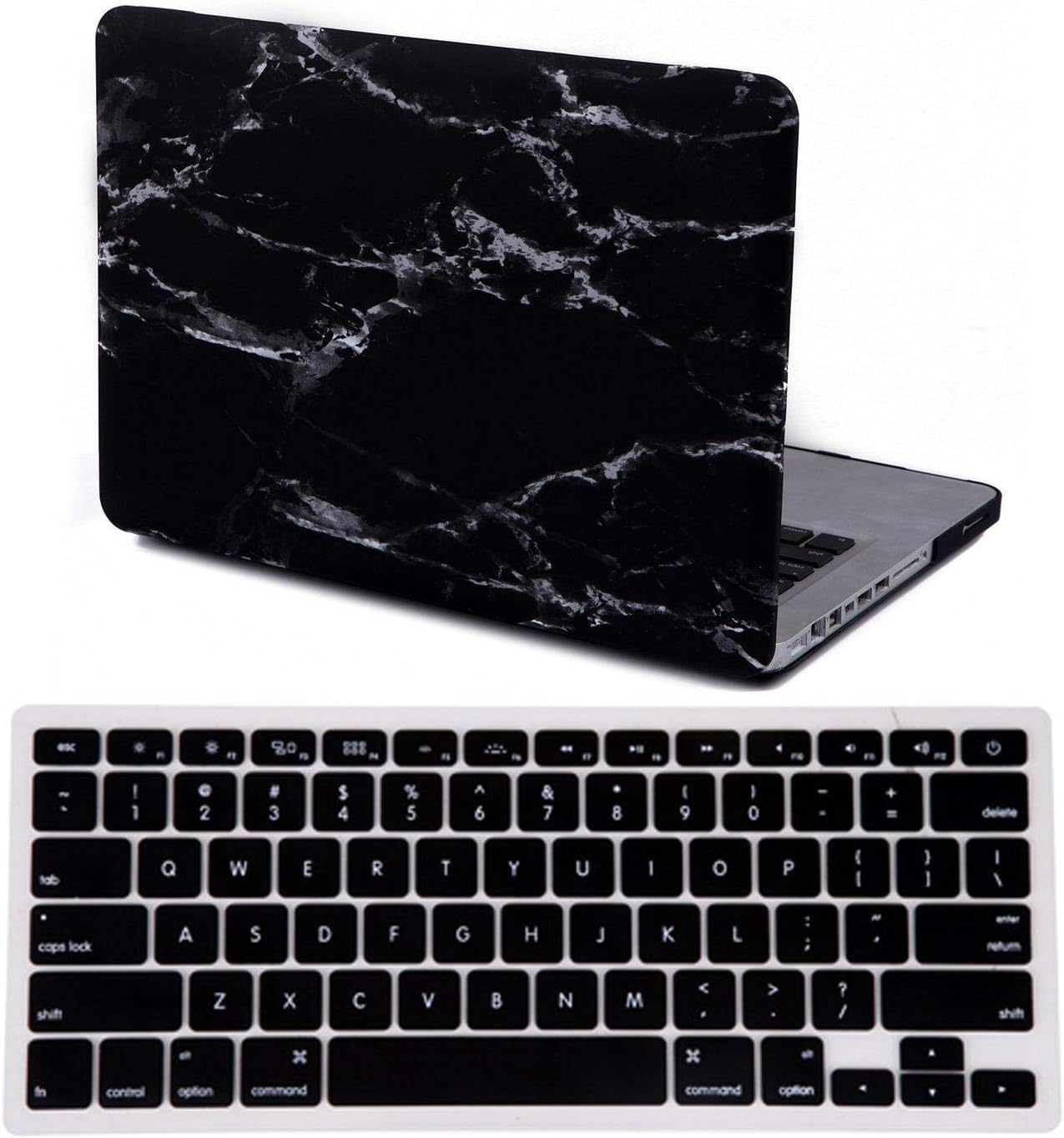 Aleesh Black And White Marble Macbook Pro 13 And 13 3 Inch Case And Keyboard Cover Snap On Protective Hard Shell Black Marble Fits Macbook Pro 13 Inch Model A1278 With Cd Drive
